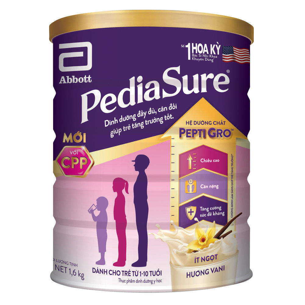 Sữa bột PediaSure BA 1,6kg hương vani (1-10 tuổi)