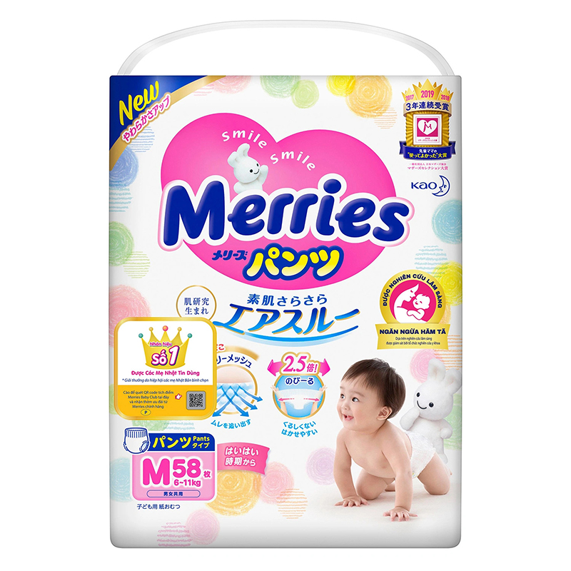 Tã - bỉm quần Merries M58 (6-11kg)