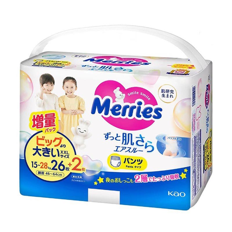 Tã - Bỉm quần Merries XXL26 + 2 miếng (15-28kg)