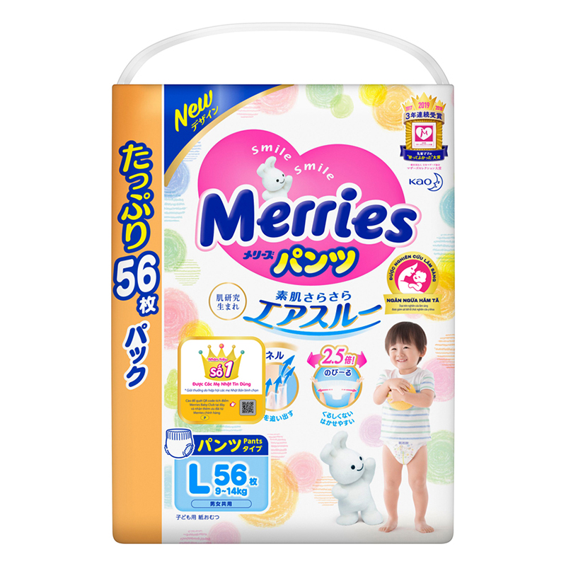 Tã - bỉm quần Merries Jumbo L56 (9-14kg)