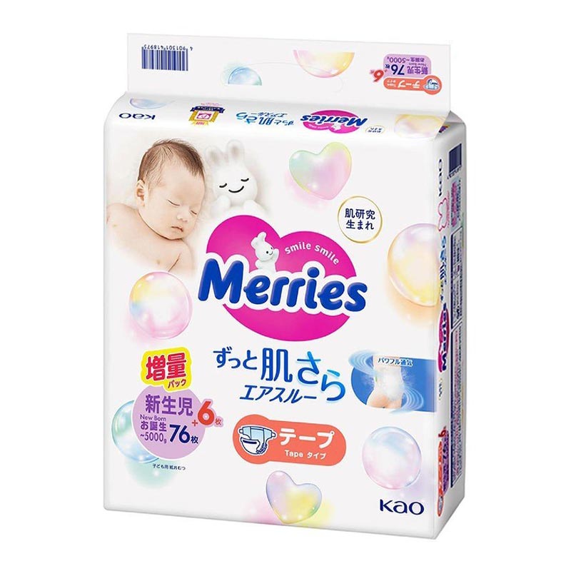 Tã - Bỉm dán Merries Newborn NB90 + 6 miếng (<5kg)