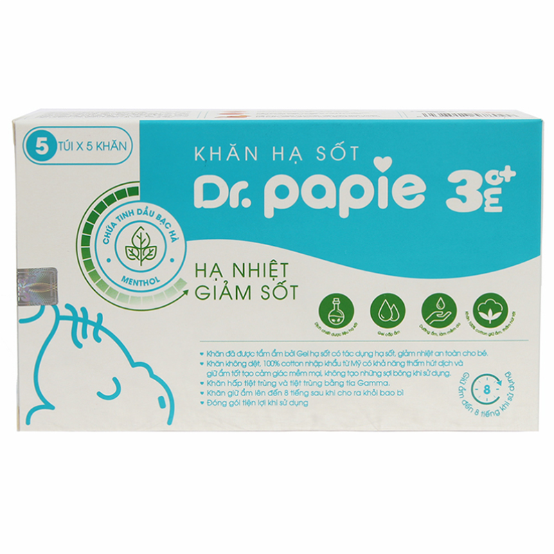 Khăn lau hạ sốt Dr.Papie (3M+)