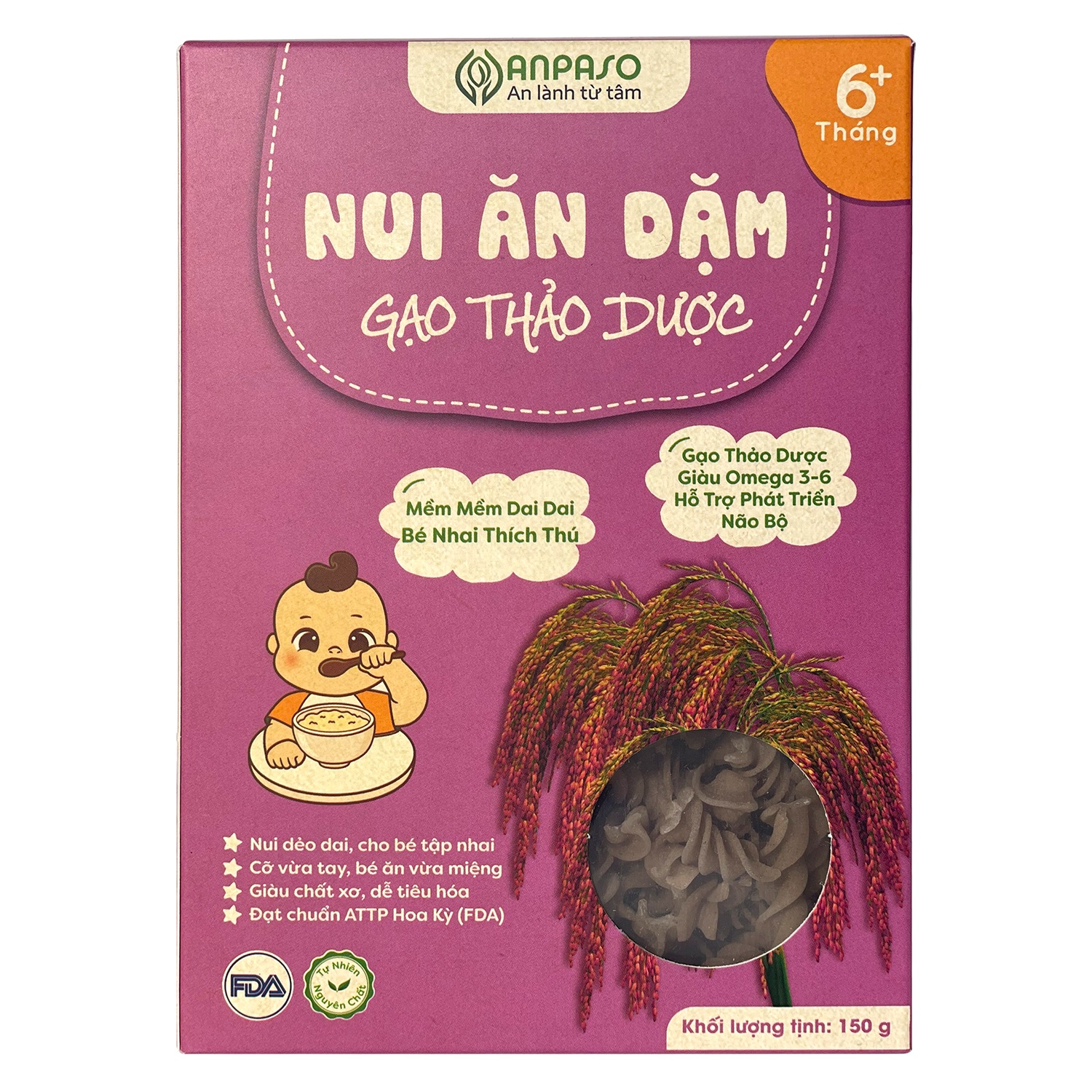 Nui ăn dặm gạo thảo dược Anpaso 150g