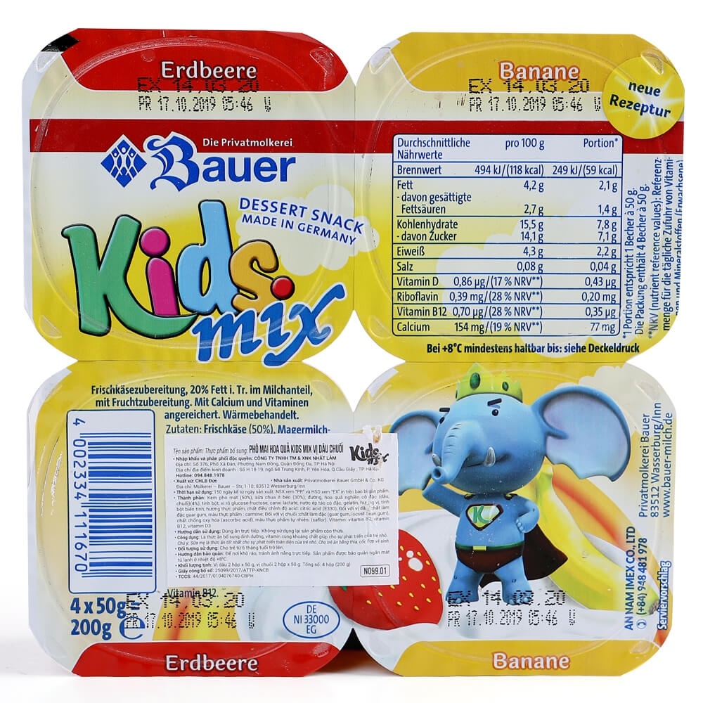 Phô mai hoa quả Kids Mix 50g - Lốc 4