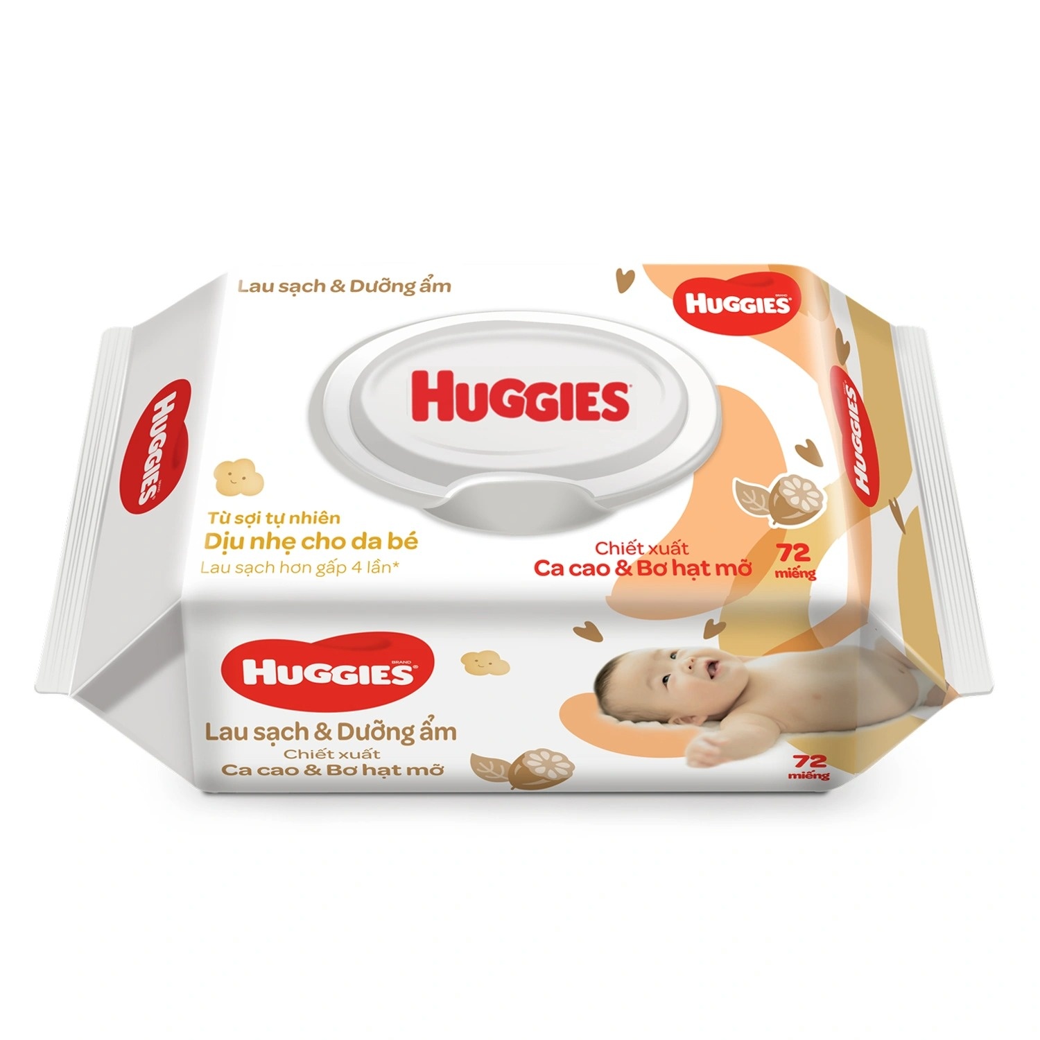 Khăn ướt huggies cacao và bơ hạt mỡ 72 miếng