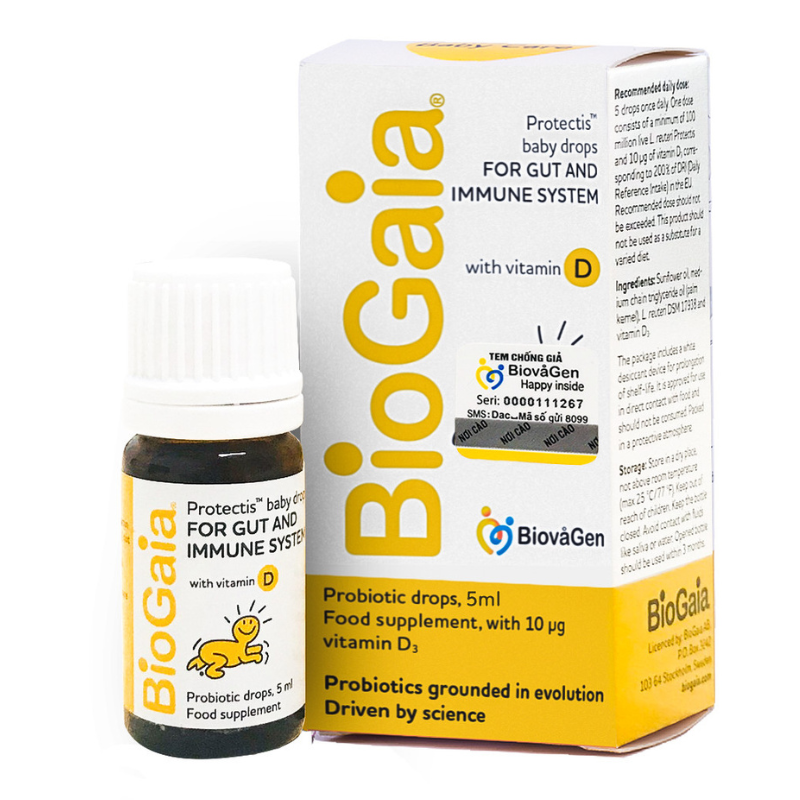 Men vi sinh Biogaia Protectis + Vitamin D3 (5ml)