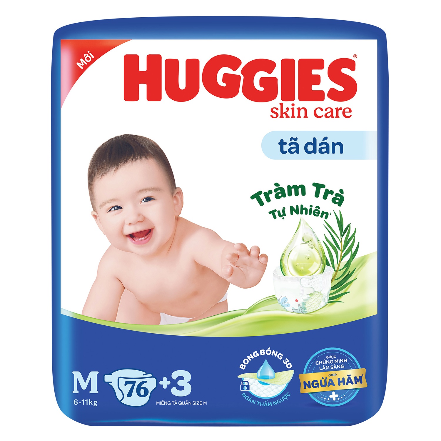 Bỉm - Tã dán Huggies size M 76 miếng (cho bé 6-11kg)