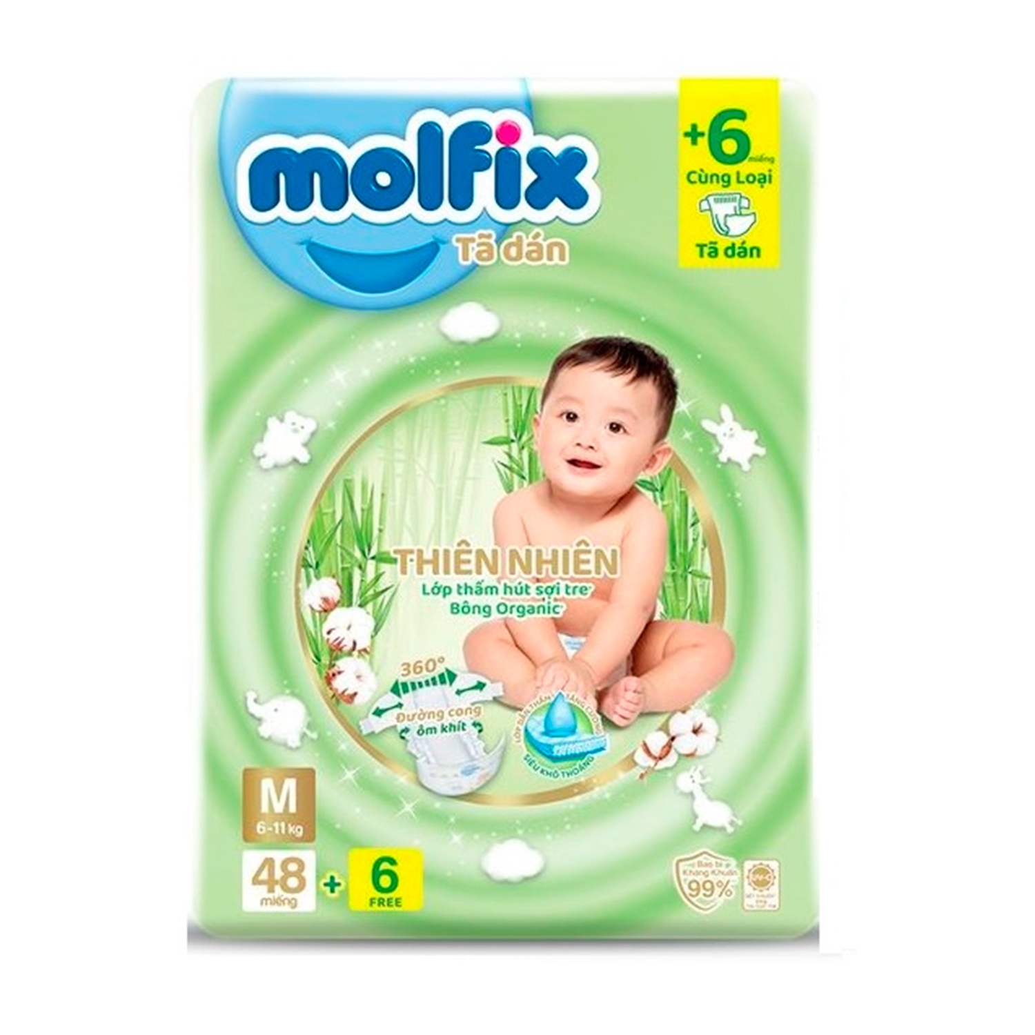 Bỉm - Tã dán Molfix Jumbo size M 48+6 miếng (cho bé từ 6kg-11kg)