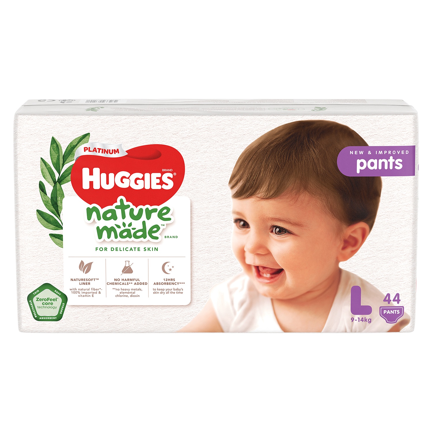 Bỉm - Tã quần Huggies Nature siêu cao cấp size L44 miếng (cho bé 9-14kg)