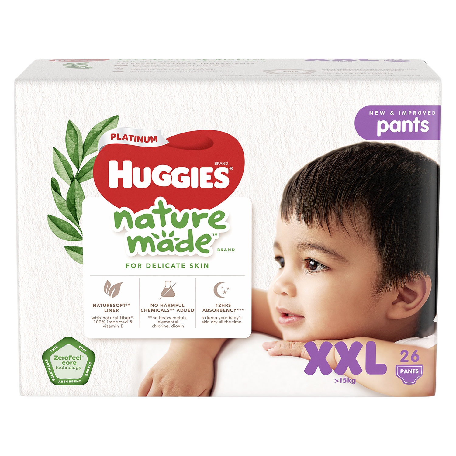 Bỉm - Tã quần Huggies Nature siêu cao cấp size XXL26 miếng (cho bé >15kg)