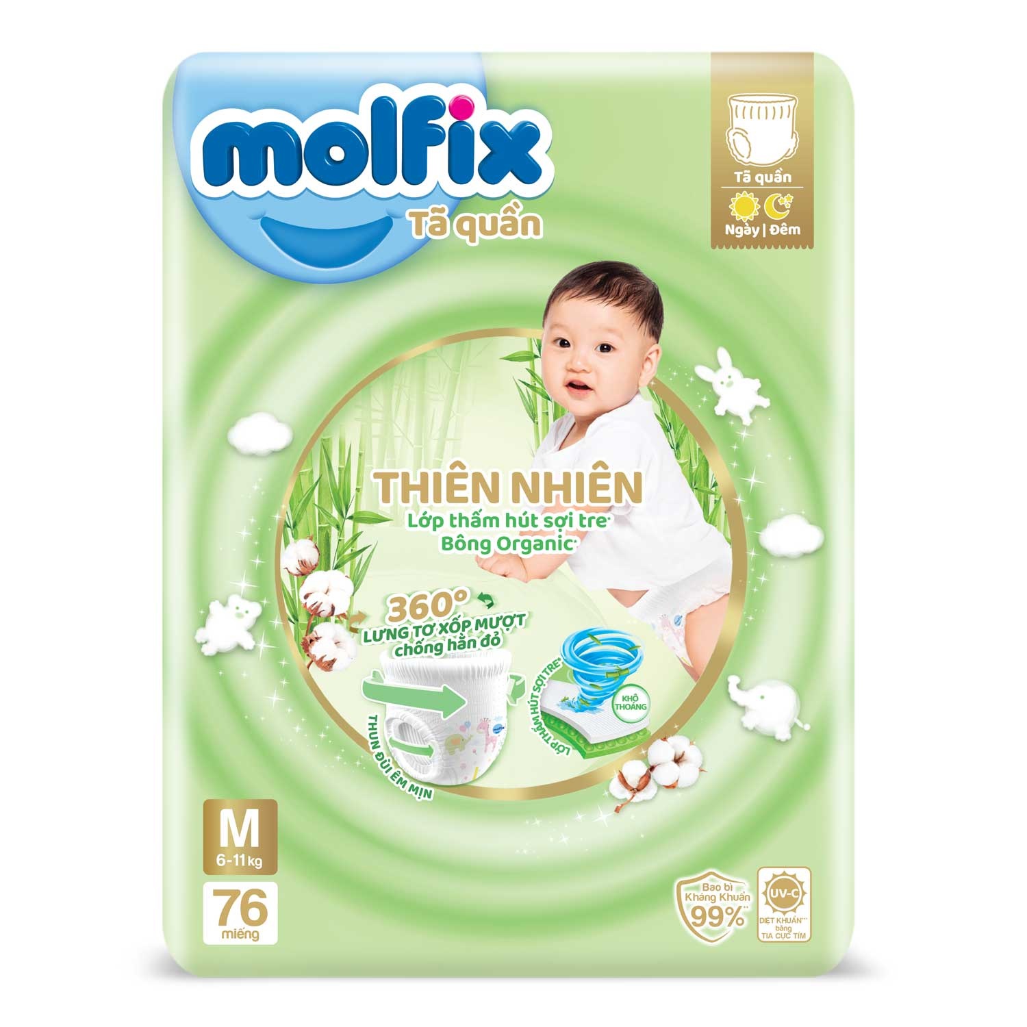 Bỉm - Tã quần Molfix Ultra Jumbo size M 76 cho bé từ 6 - 11kg