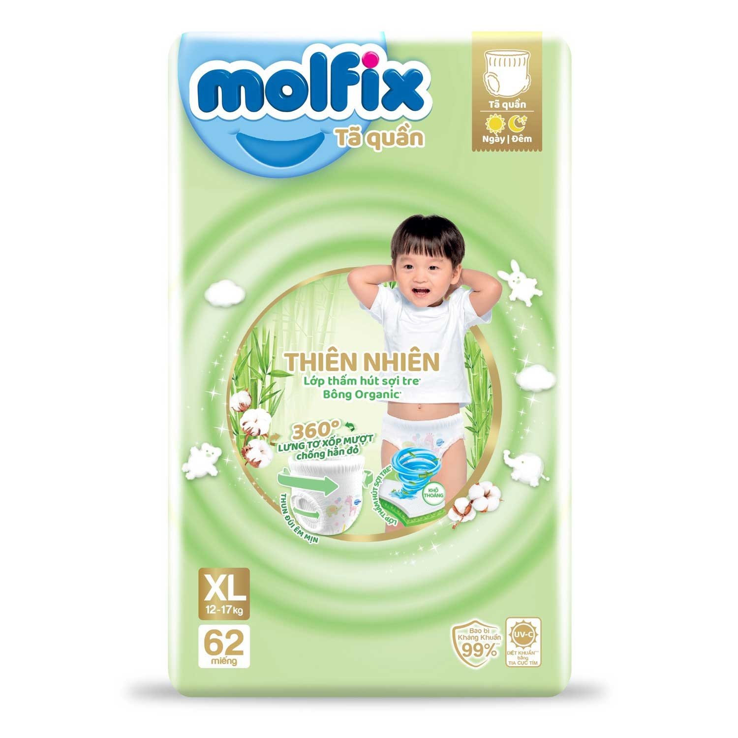 Bỉm - Tã quần Molfix Ultra Jumbo size XL 62 (cho bé từ 12 - 17kg)