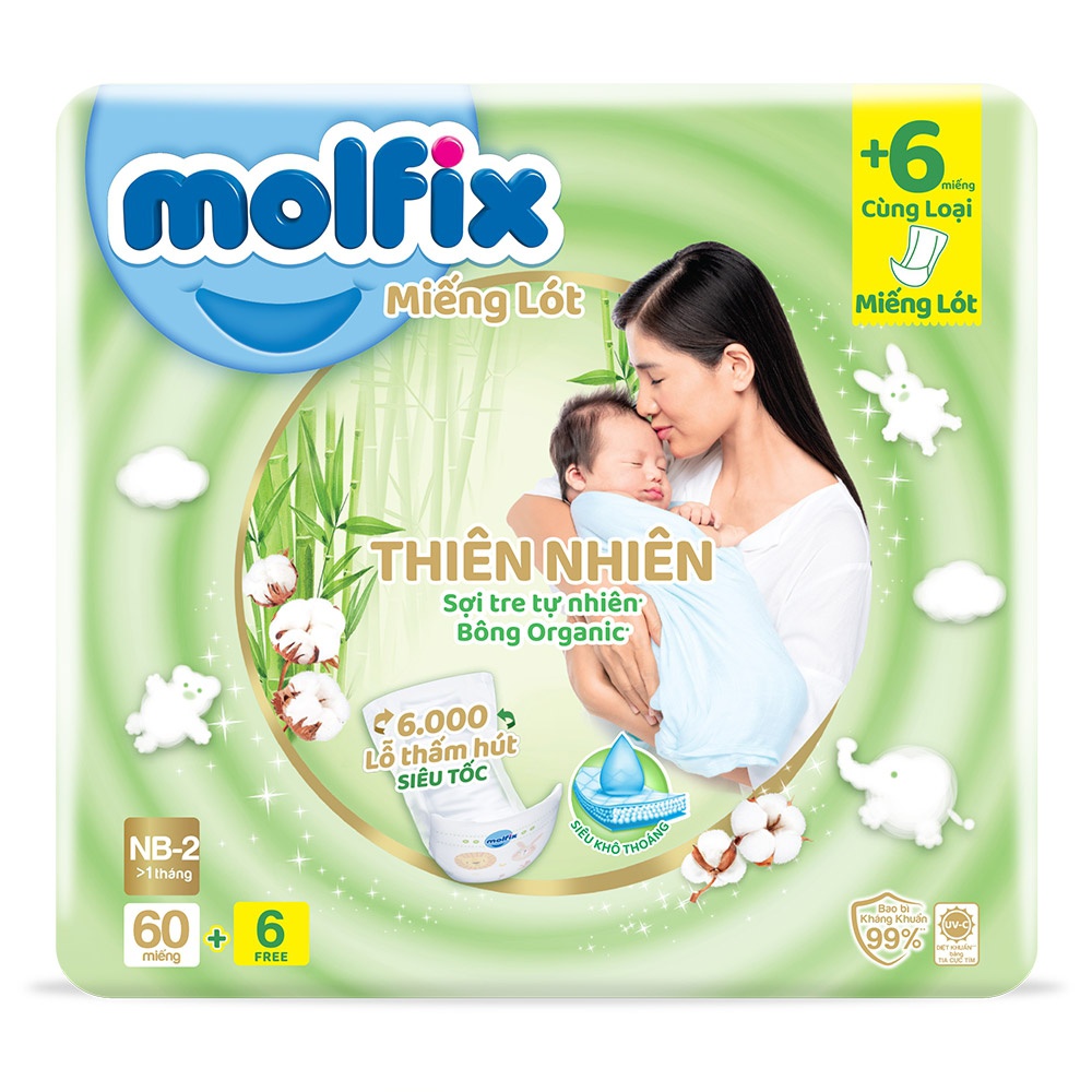 Miếng lót Molfix Jumbo newborn 2 (60+6) (cho bé trên 1 tháng tuổi)