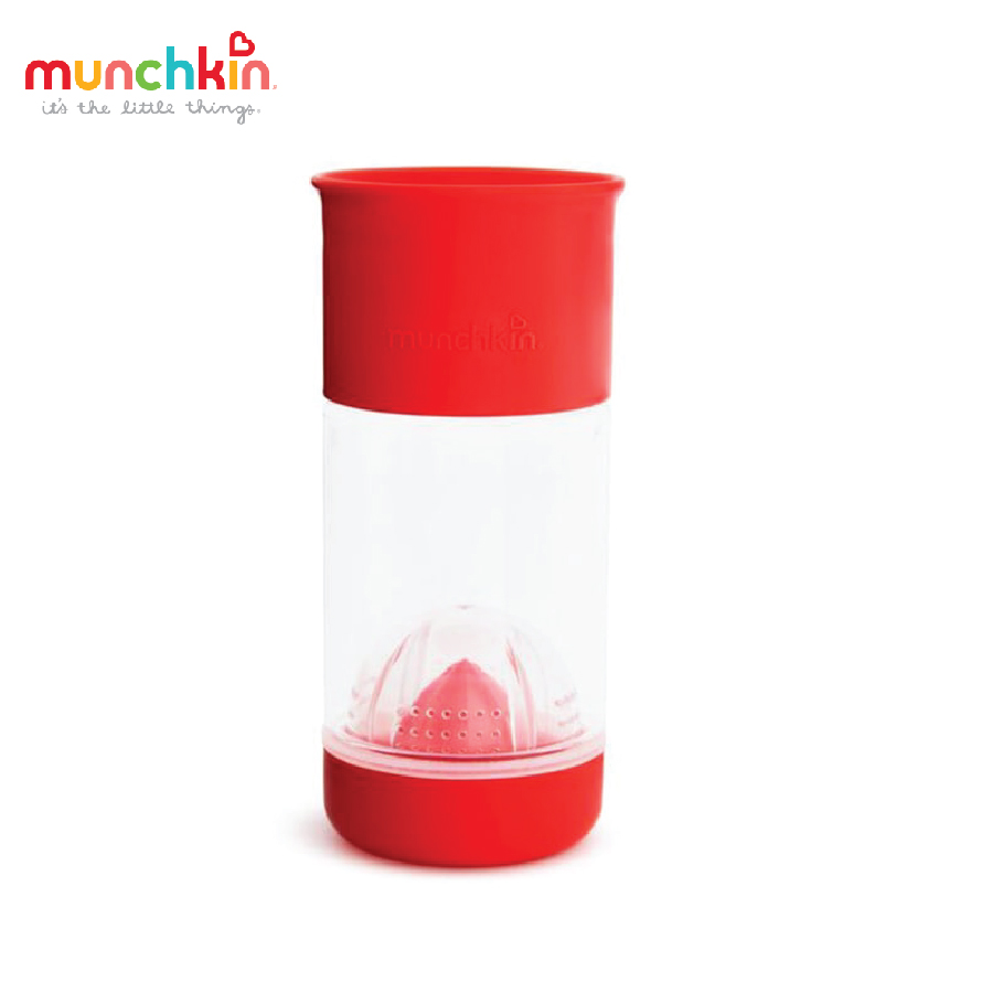 CỐC 360 ĐỘ CHỐNG ĐỔ CÓ NGĂN ÉP TRÁI CÂY MUNCHKIN (ĐỎ-414ML)