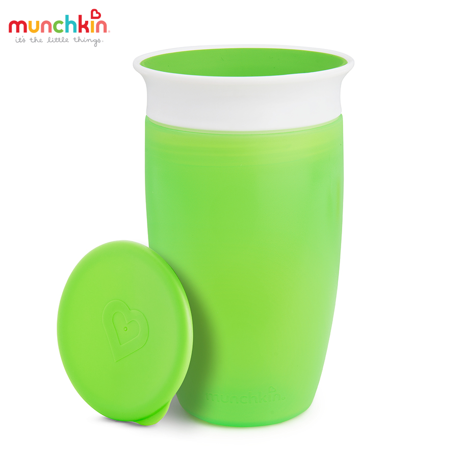 CỐC CHỐNG ĐỔ 360 ĐỘ MUNCHKIN CÓ NẮP (296ML-XANH LÁ)