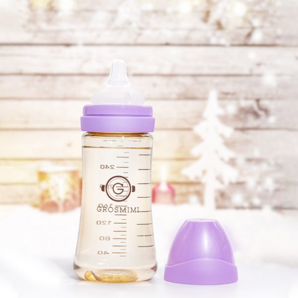 Bình sữa Grosmimi PPSU 300ml núm ti số 2 từ 5-8 tháng, Pure Lavender