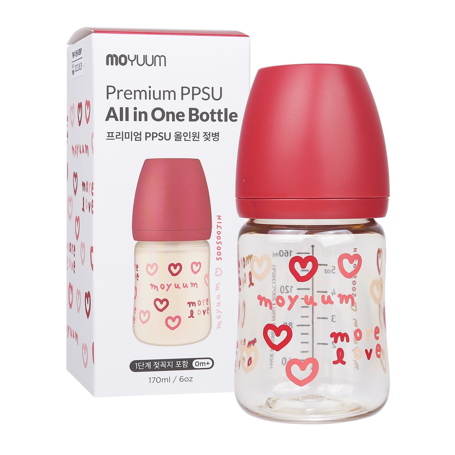 Bình sữa Moyuum PPSU Red Love 170ml