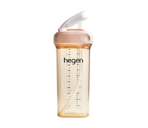 Bình tập uống Hegen Straw cup PPSU 330ml, Pink