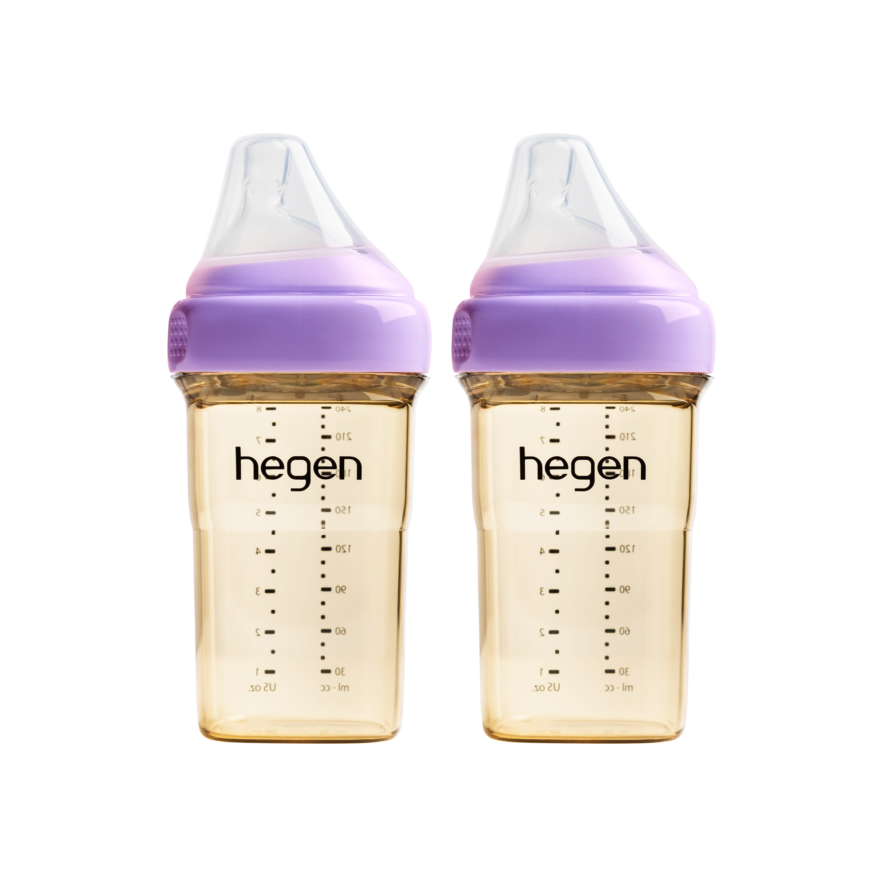 Bộ 2 bình sữa Hegen PPSU 240ml núm ti size M từ 3 – 6 tháng, Purple