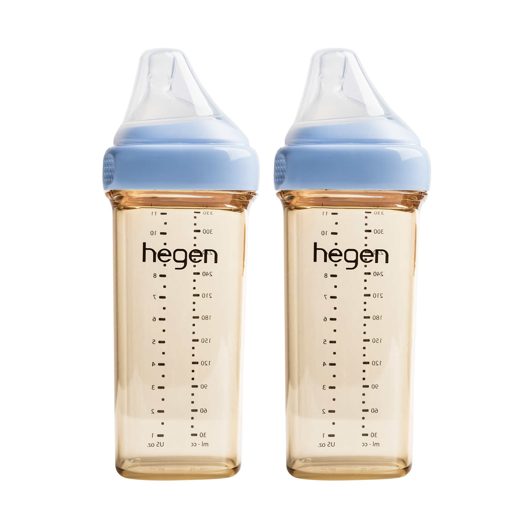 Bộ 2 bình sữa Hegen PPSU 330ml núm ti size L trên 6 tháng, Blue