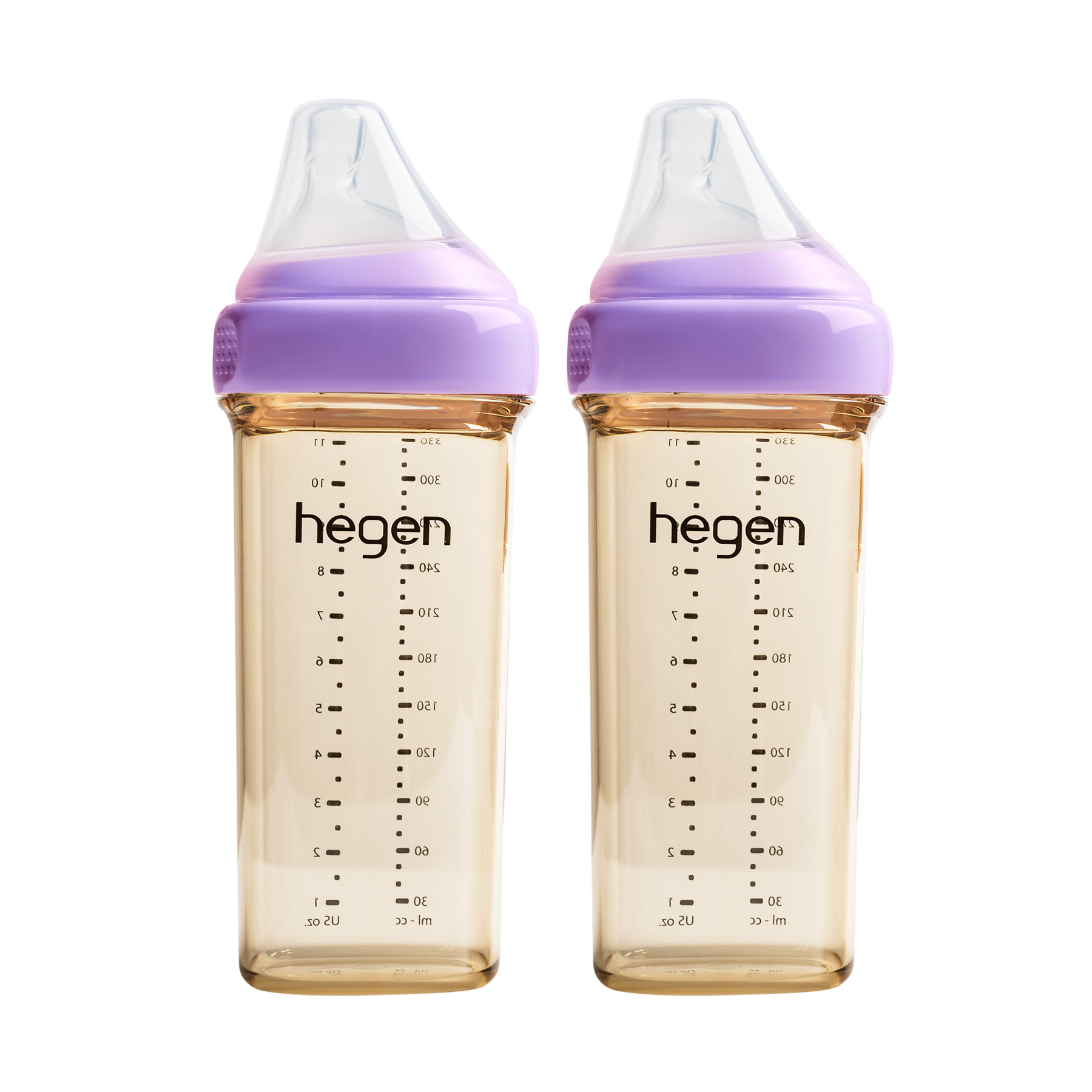 Bộ 2 bình sữa Hegen PPSU 330ml núm ti size L trên 6 tháng, Purple