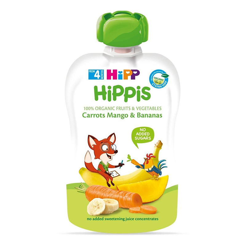 Dinh dưỡng trái cây nghiền hữu cơ HiPPiS Organic (Cà rốt, Xoài, Chuối) 8530