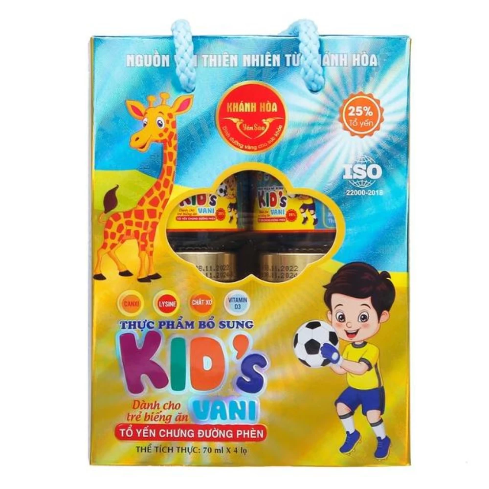 Tổ yến chưng đường phèn Kids Vani Hộp 4 hũ 70ml