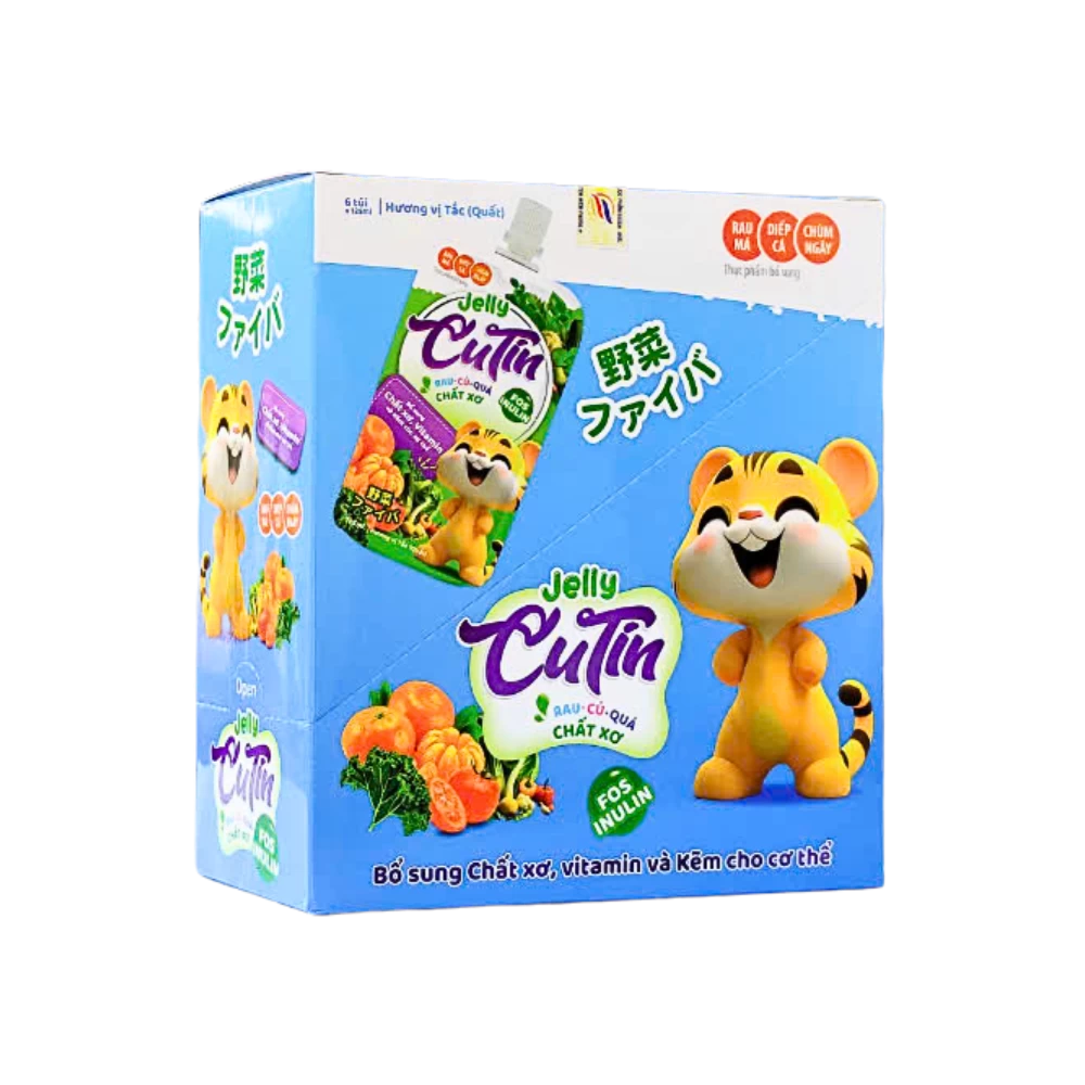 Thạch Tiêu hóa tốt Jelly Cutin  vị Tắc (Quất) Hộp 6 túi x 125ml