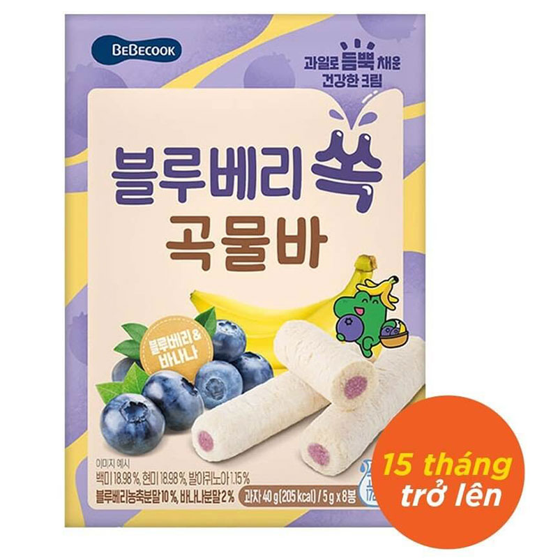 Bánh cuộn thanh ngũ cốc BeBecook vị việt quất 40g (15 tháng trở lên)