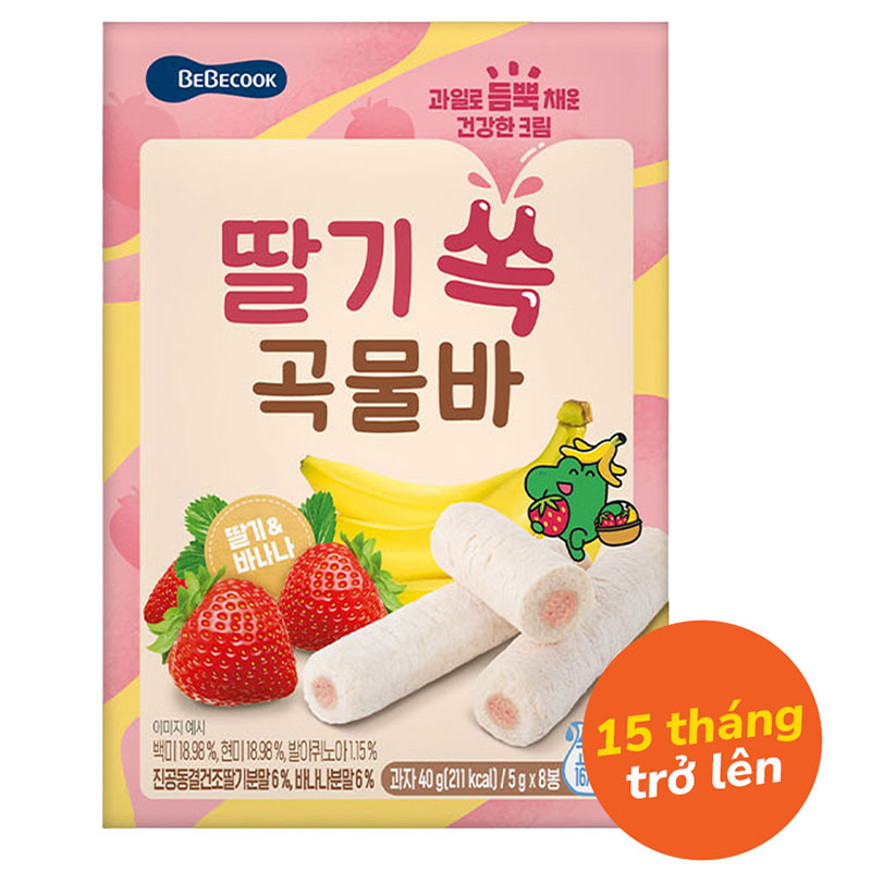 Bánh cuộn thanh ngũ cốc BeBecook vị dâu 40g (15 tháng trở lên)