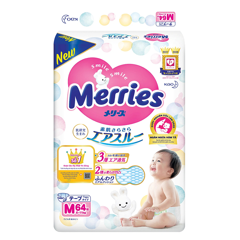 Tã - bỉm dán Merries M64 Nhật Bản (6-11kg)